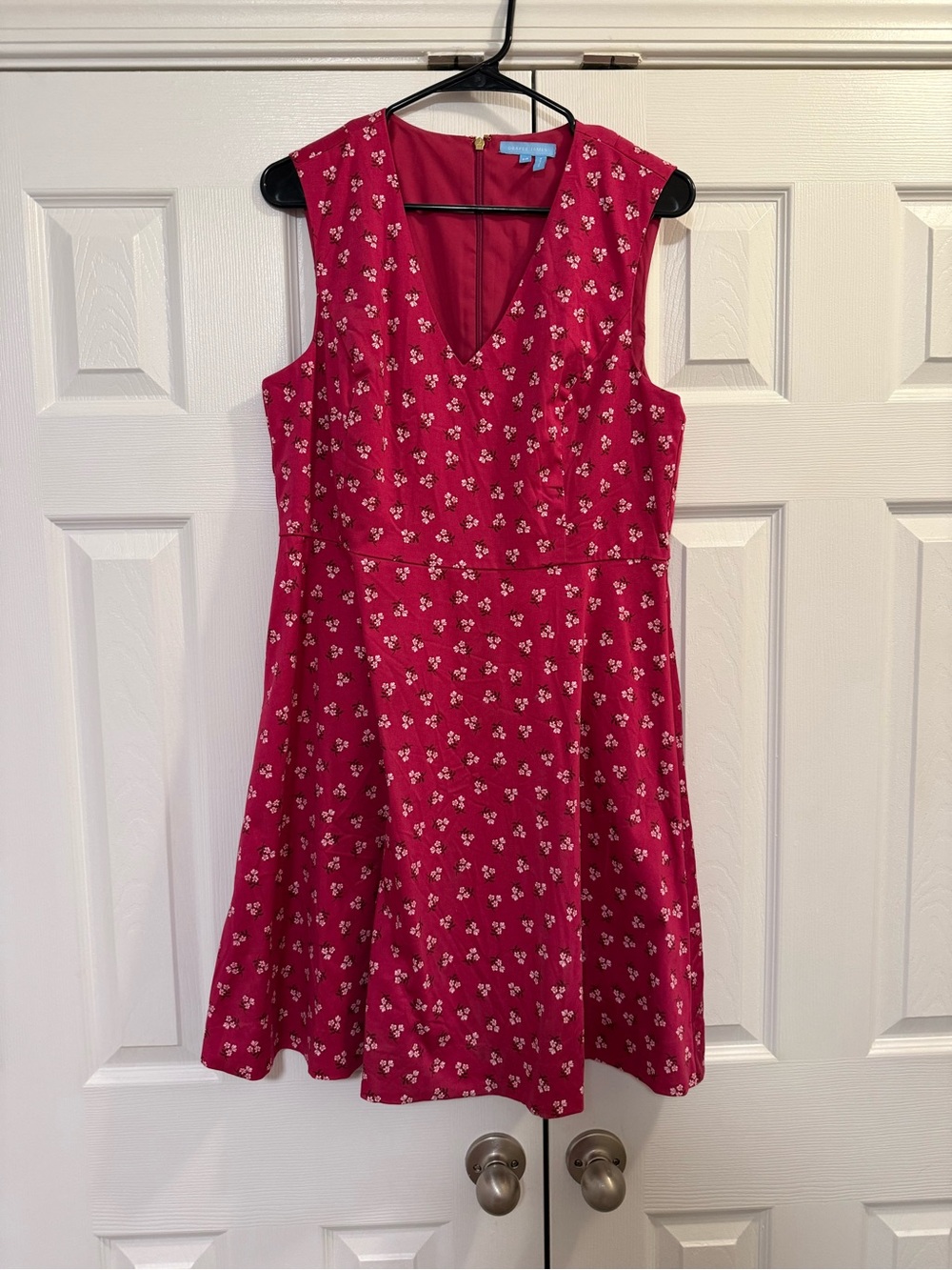 Draper James Fuchsia Floral V‑Neck Fit & Flare Dress